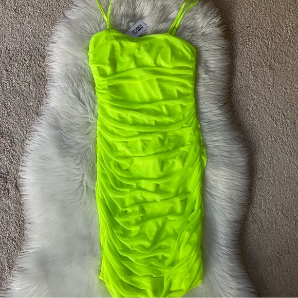 BB DAKOTA BY STEVE MADDEN Neon Green Citron Stay Mesh Dress XL NWT - Picture 8 of 16